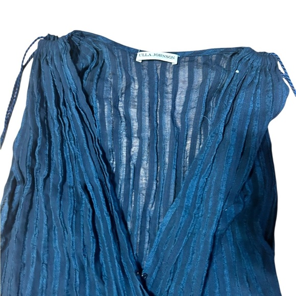 Ulla Johnson Navy Striped Jumpsuit Size 8 NWOT Tassels V Neck - Picture 4 of 11